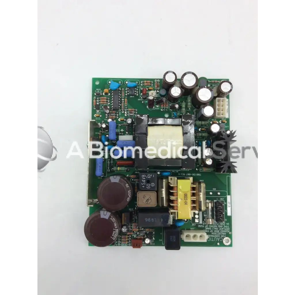 Green printed circuit board with black brown and yellow components in mint mazak mazak 700156-007 Rev A circuit board