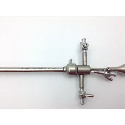 Nezhat-Dorsey stainless steel probe tip set with long slender shaft and cross-shaped handle with adjustment knobs