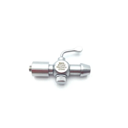 Silver metallic surgical valve probe tip set with curved handle engraved karl storz germany 27502 for hydro-dissection