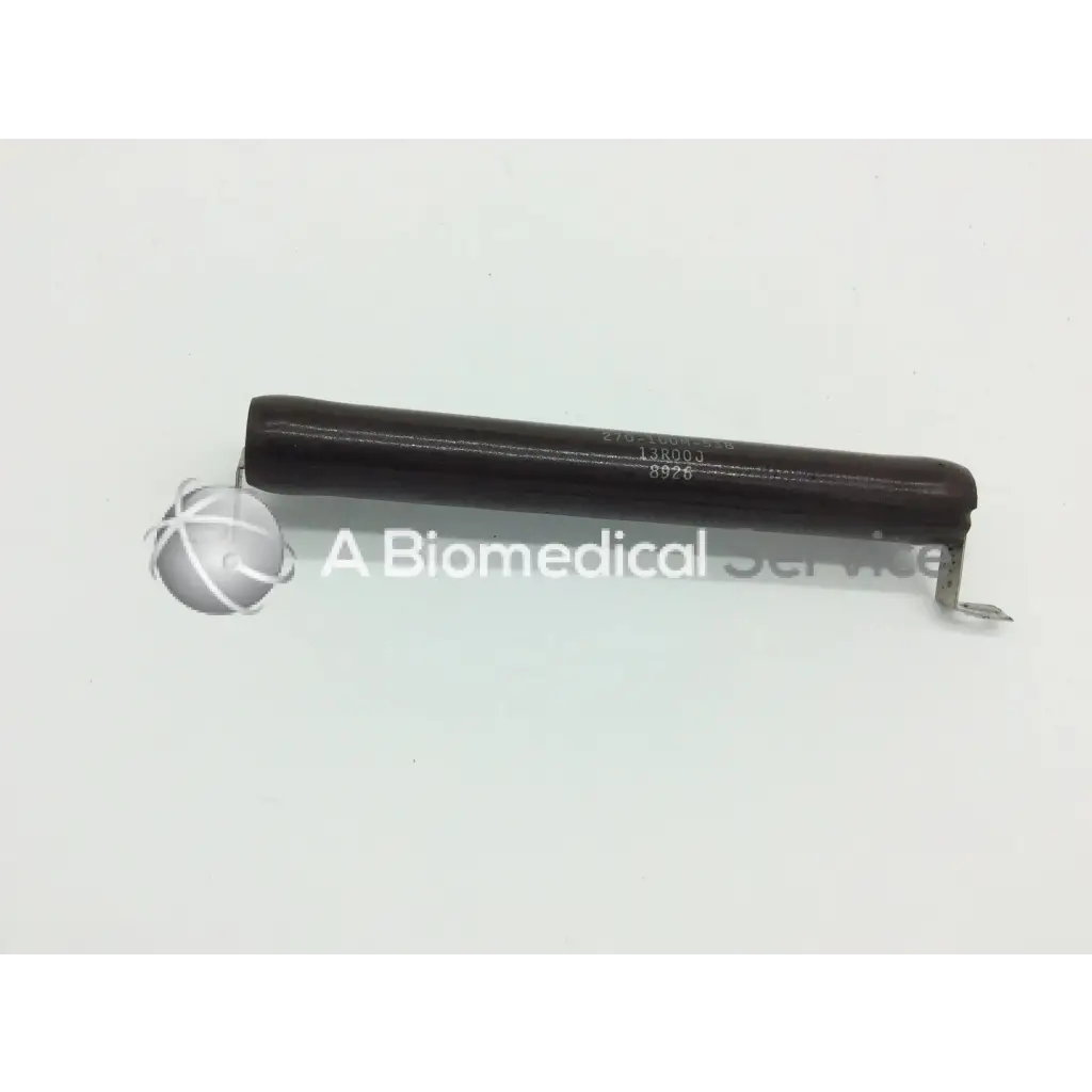 Black cylindrical Ohmite 270-100m-538 vitreous enamel resistor with metallic end connectors for electrical use