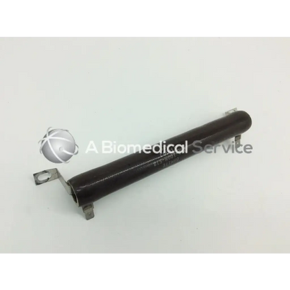 Black cylindrical vitreous enamel resistor with metallic end terminals ohmite 270-100m-538 model
