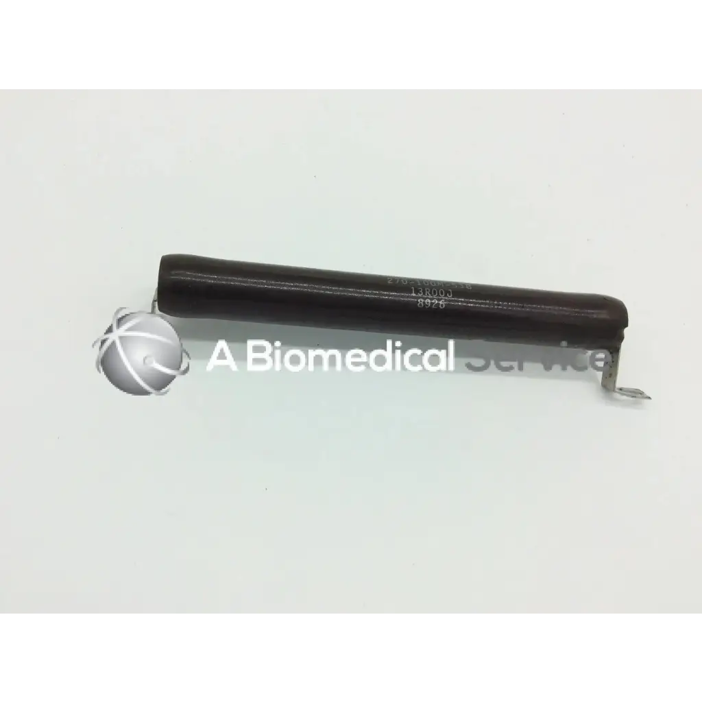 Black cylindrical vitreous enamel resistor ohmite 270-100m-538 with metallic attachment ends for electrical use