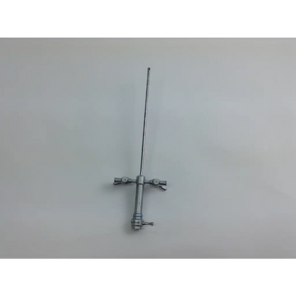 Silver surgical retractor with slender handle and adjustable arms for medical use in olympus cystoscopy resection set with aesculap sterilization case