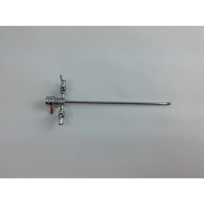 Silver olympus cystoscopy resection set instrument with articulated joints in aesculap sterilization case handle end
