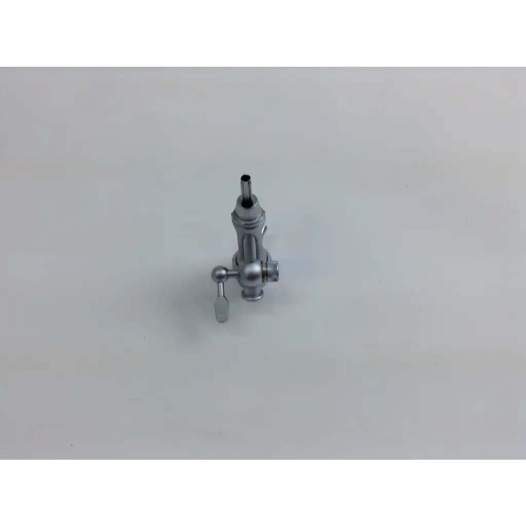 Silver metallic gas regulator with cylindrical body and side handle in olympus cystoscopy resection set with aesculap sterilization case