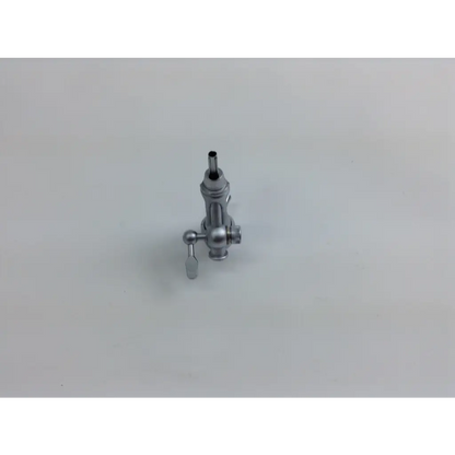 Silver metallic gas regulator with cylindrical body and side handle in olympus cystoscopy resection set with aesculap sterilization case