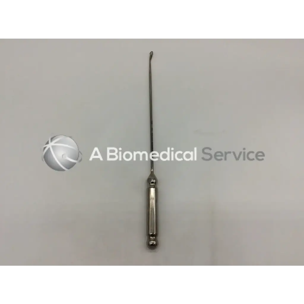 Silver surgical curette with slender curved tip and textured handle orthopedic systems inc 5451 hand instrument ad5-8