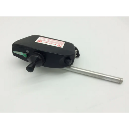 Black plastic pilot joystick d49637 control unit with green button and metallic rod for pride mobility jet wheelchair