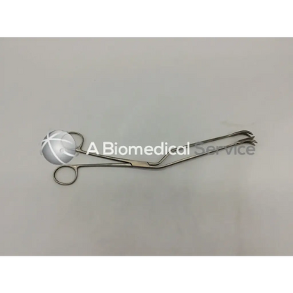Padgett p-397 lockwood abdominal demarcator stainless forceps 11mm wide with curved serrated tips and circular handle