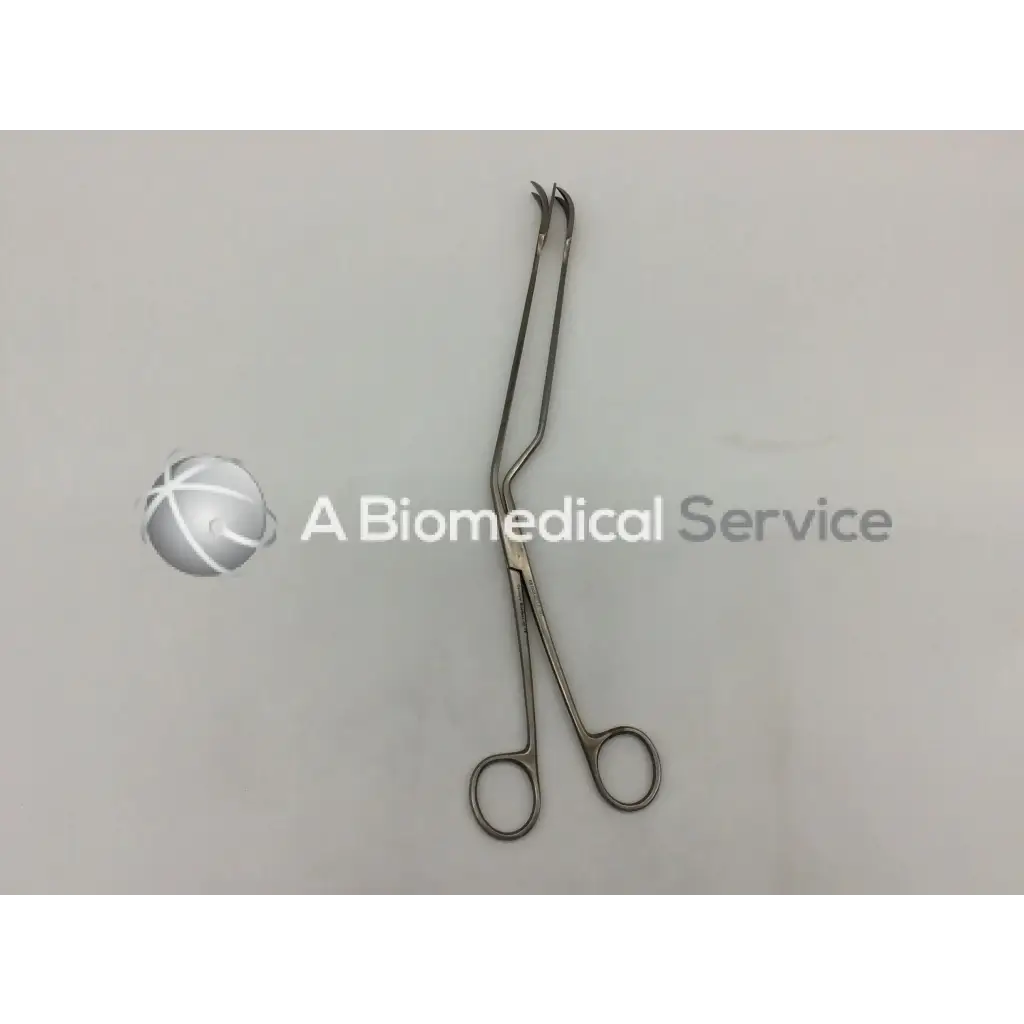 Padgett p-397 lockwood abdominal demarcator stainless forceps 11mm wide with curved pointed tips and finger loops