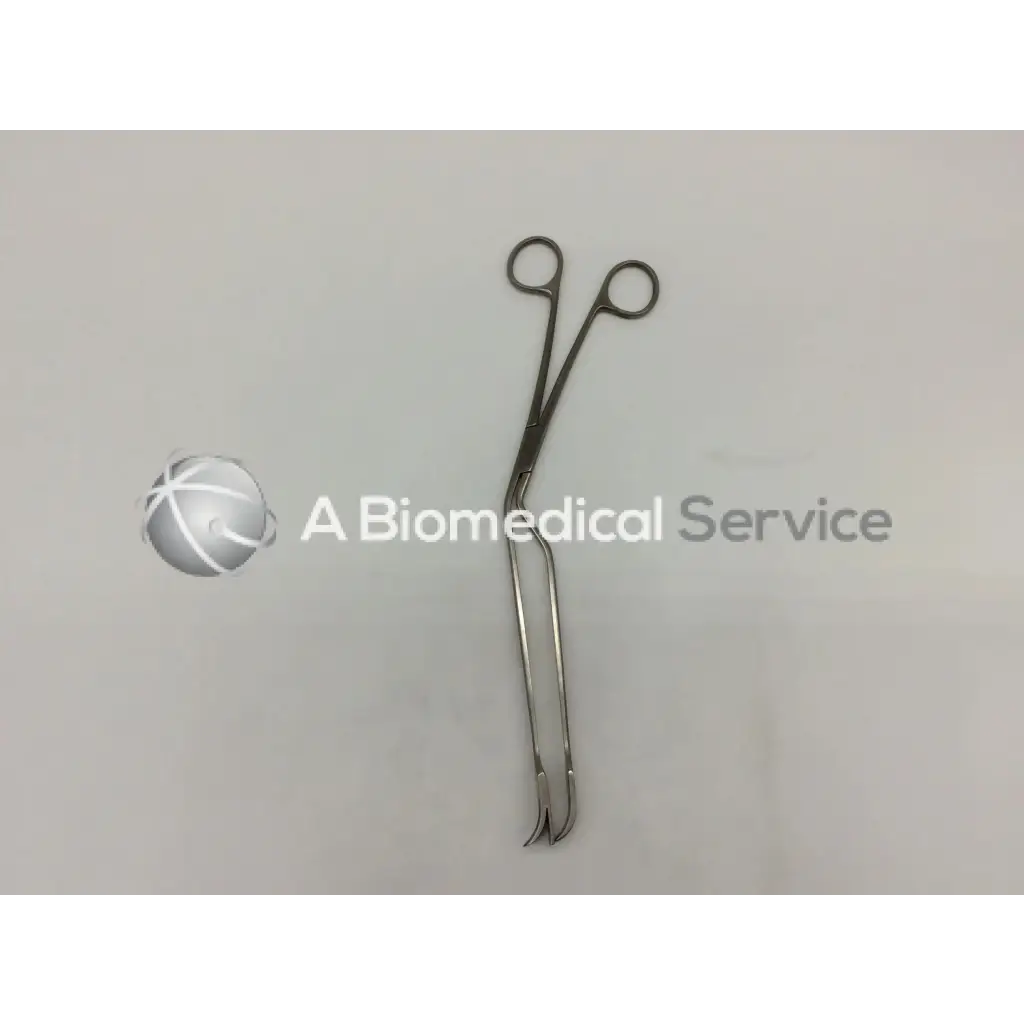 Padgett p-397 lockwood abdominal demarcator stainless forceps 11mm wide with curved pointed tips and circular loops