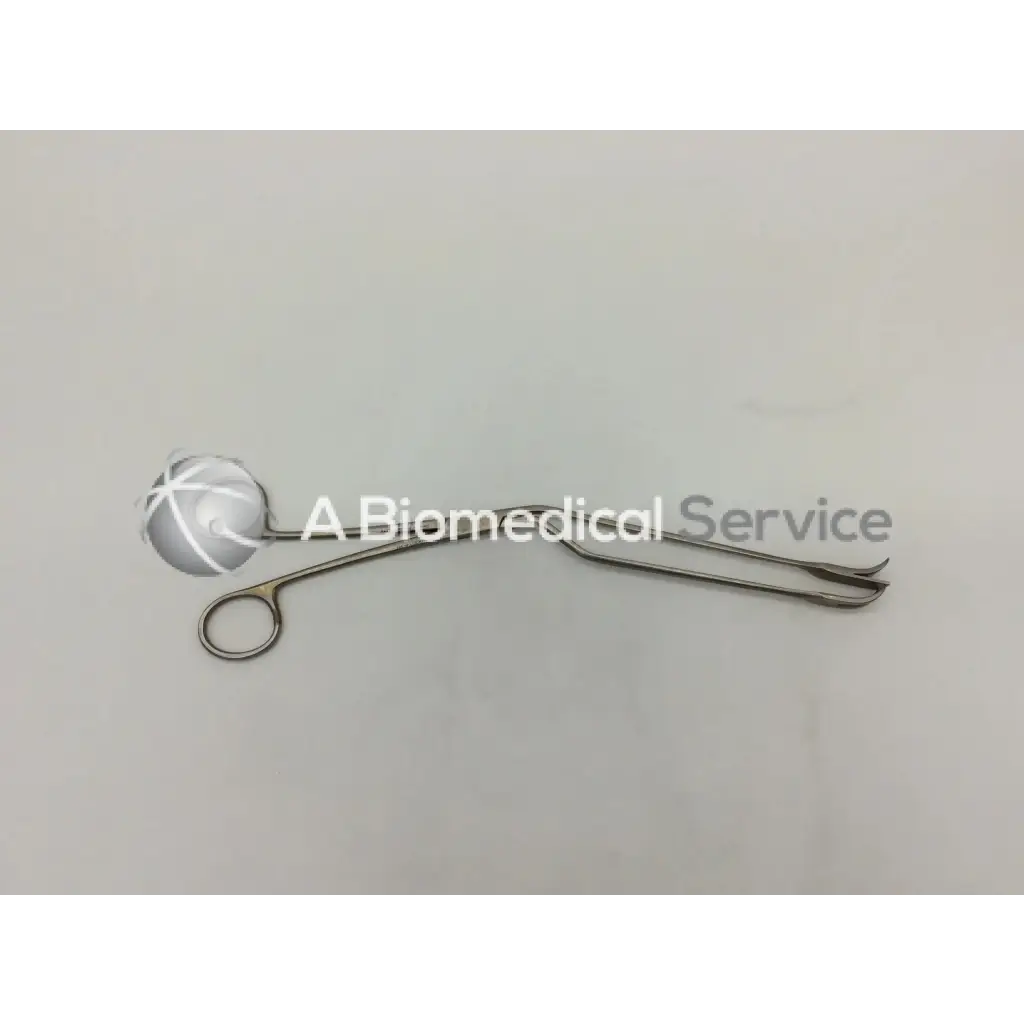 Silver stainless forceps 11mm wide with rounded textured head and curved handles padgett p-397 lockwood abdominal demarcator