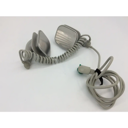 Gray coiled cable with metallic rectangular electrode pads for philips external hard paddles defibrillator m3543a