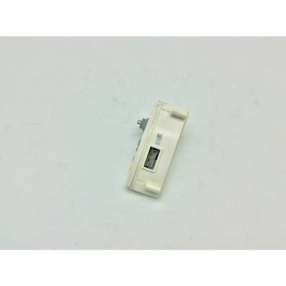 Off-white plastic usb port cover with rectangular cutout and metallic connector for philips m4046-61402 patient monitor controller dial assembly