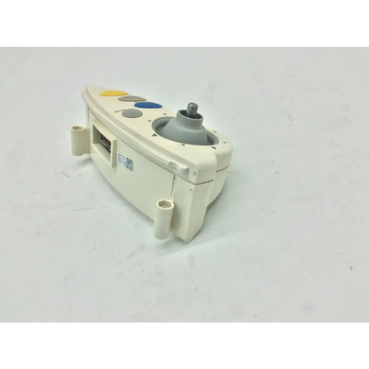 Cream-colored plastic philips m4046-61402 patient monitor controller with colorful buttons and central gray dial assembly