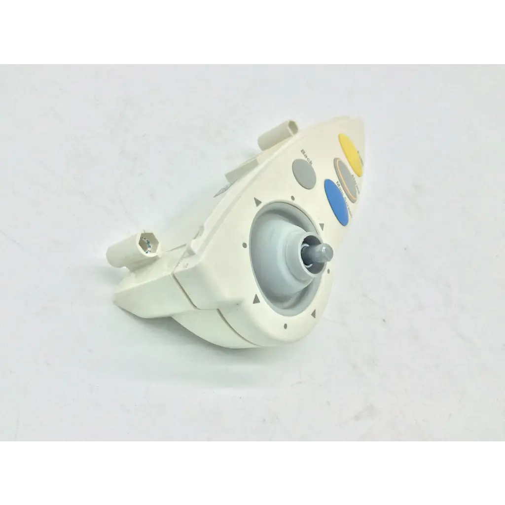 Off-white plastic m4046-61402 patient monitor controller dial assembly with colorful buttons and central spinning mechanism