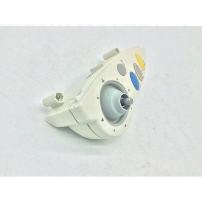 Off-white plastic m4046-61402 patient monitor controller dial assembly with colorful buttons and central spinning mechanism