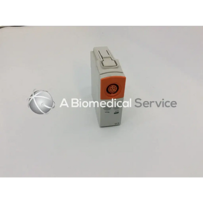 Philips m1012a continuous cardiac output monitoring module gray and orange rectangular device with latch and circular port