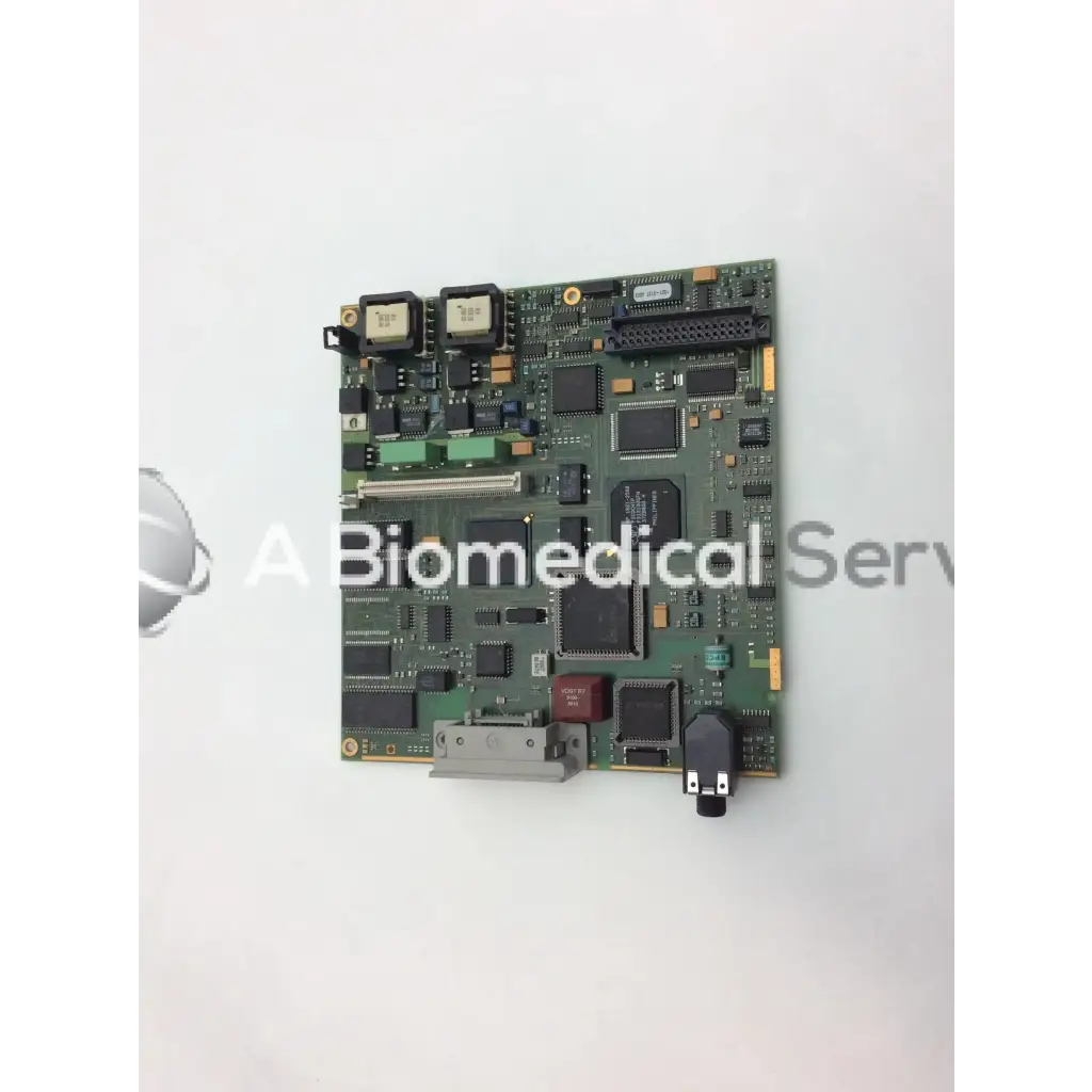 Philips M3046-66402 monitor circuit board with green circuit patient monitor circuit and black silver components in gray housing