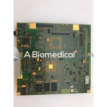 Green patient monitor circuit board by Philips featuring black and gold electronic components for medical use