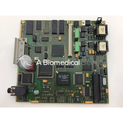 Green patient monitor circuit board with black and silver components featuring philips hp 182-056b chip