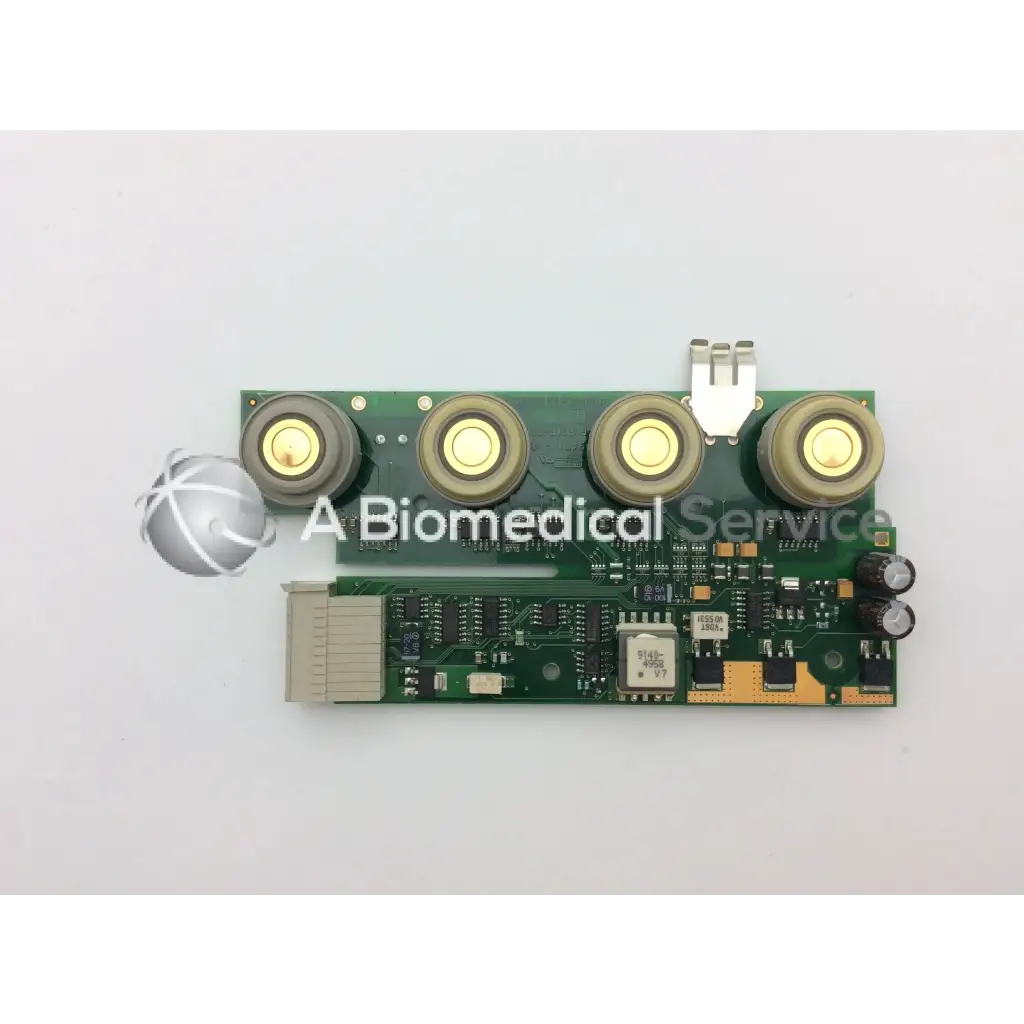 Philips m8062 side module circuit board with four gold circular connectors and silver metallic latch on green board
