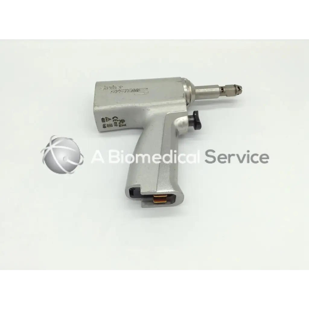 Stryker system 5 double trigger rotary drill with silver metallic finish and ergonomic grip featuring double trigger rotary design