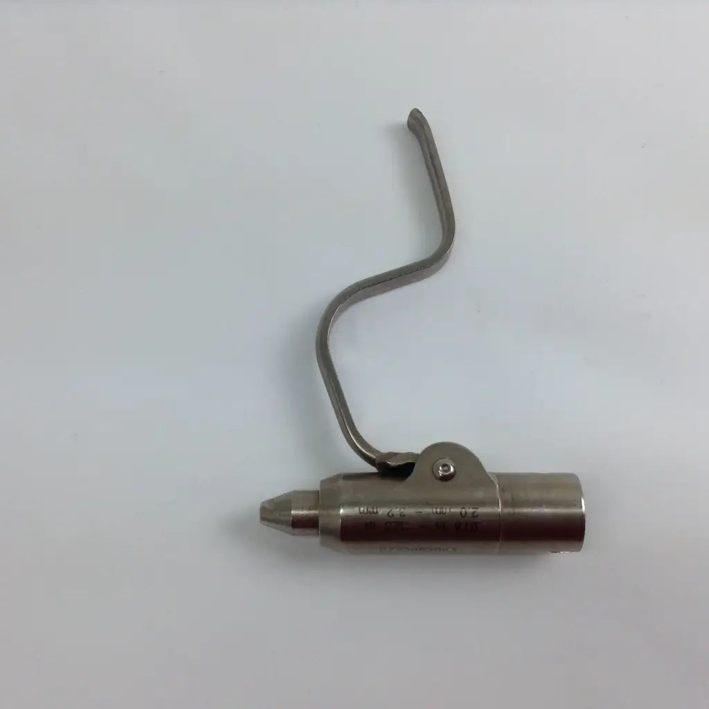 Silver metallic cordless driver with curved handle and cylindrical body in stryker system 8 driver set with aesculap case