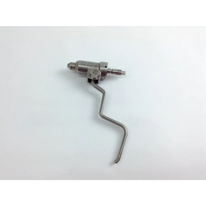 Silver metallic cordless driver with curved handle and multiple connection ports in stryker system 8 cordless driver set aesculap case