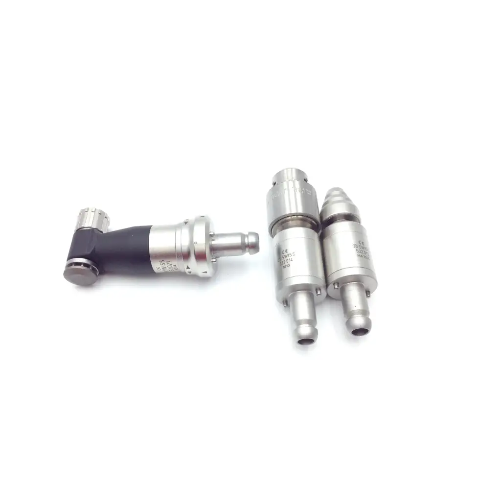 Silver surgical drill with black ergonomic handle and interchangeable metal bits in swiss synthes small battery power set