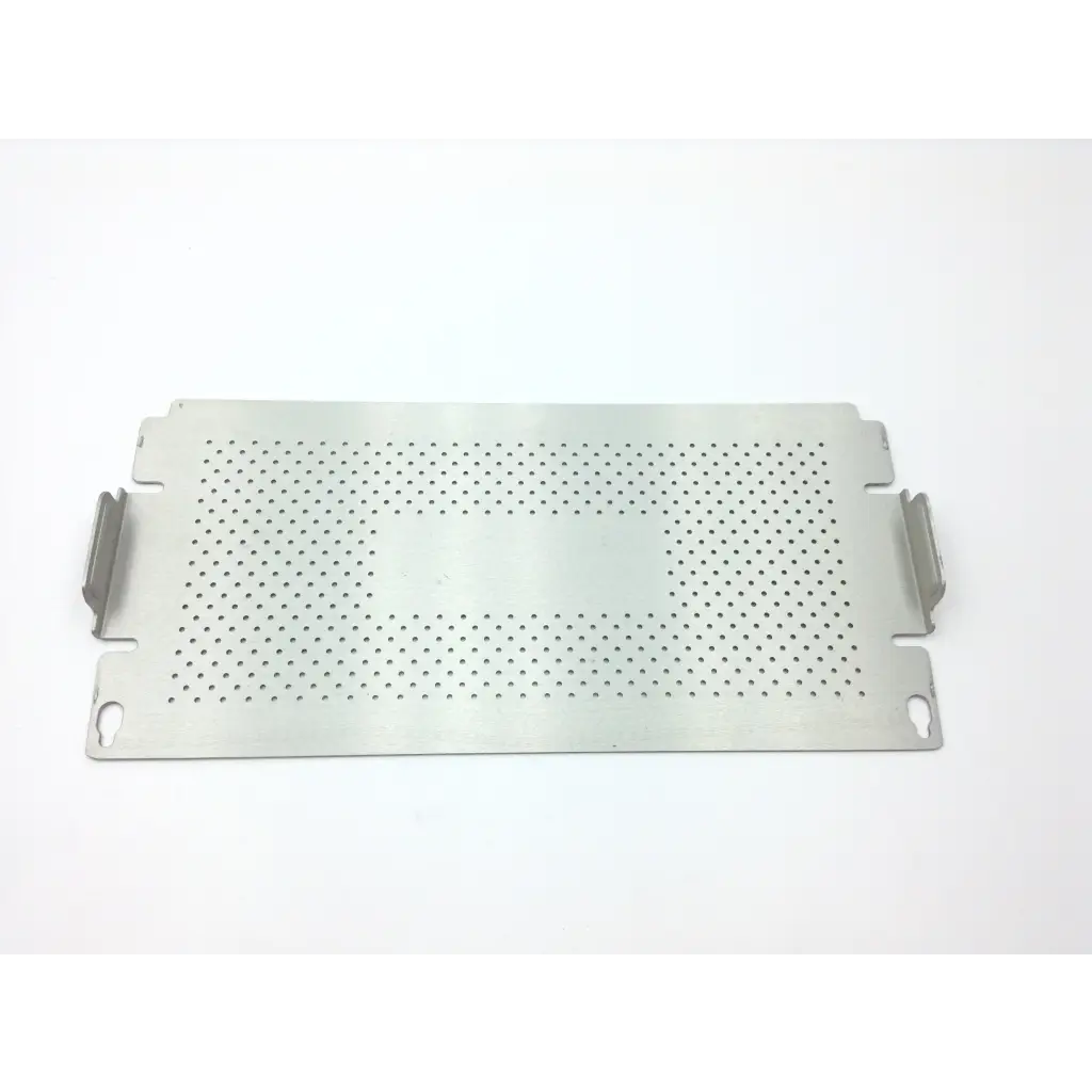 Silver perforated metal panel with reinforced tabs for the swiss synthes small battery power drive set case