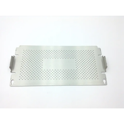 Silver perforated metal panel with reinforced tabs for the swiss synthes small battery power drive set case