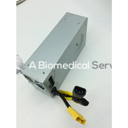 Silver metallic tripp lite hc150sl medical cart power supply 150w 120v with black cables and yellow connectors