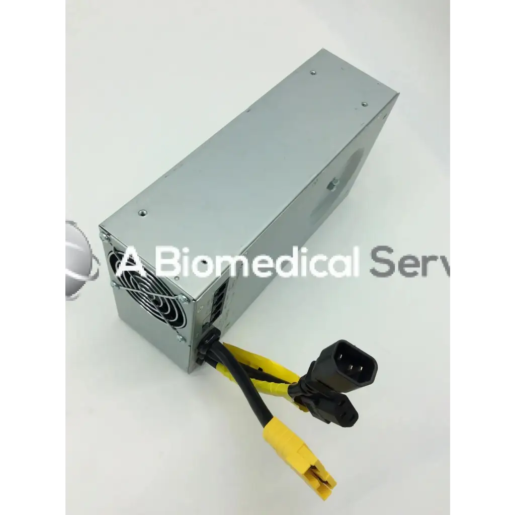 Silver rectangular tripp lite hc150sl medical cart power supply unit with black and yellow cables and connectors