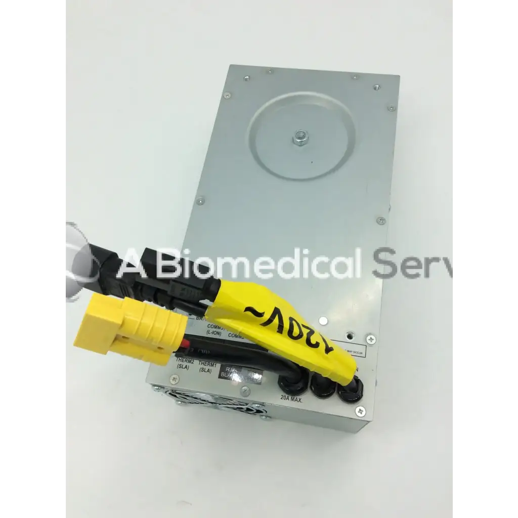 Silver rectangular tripp lite hc150sl medical cart power supply with black and yellow connectors for 120v 150w use