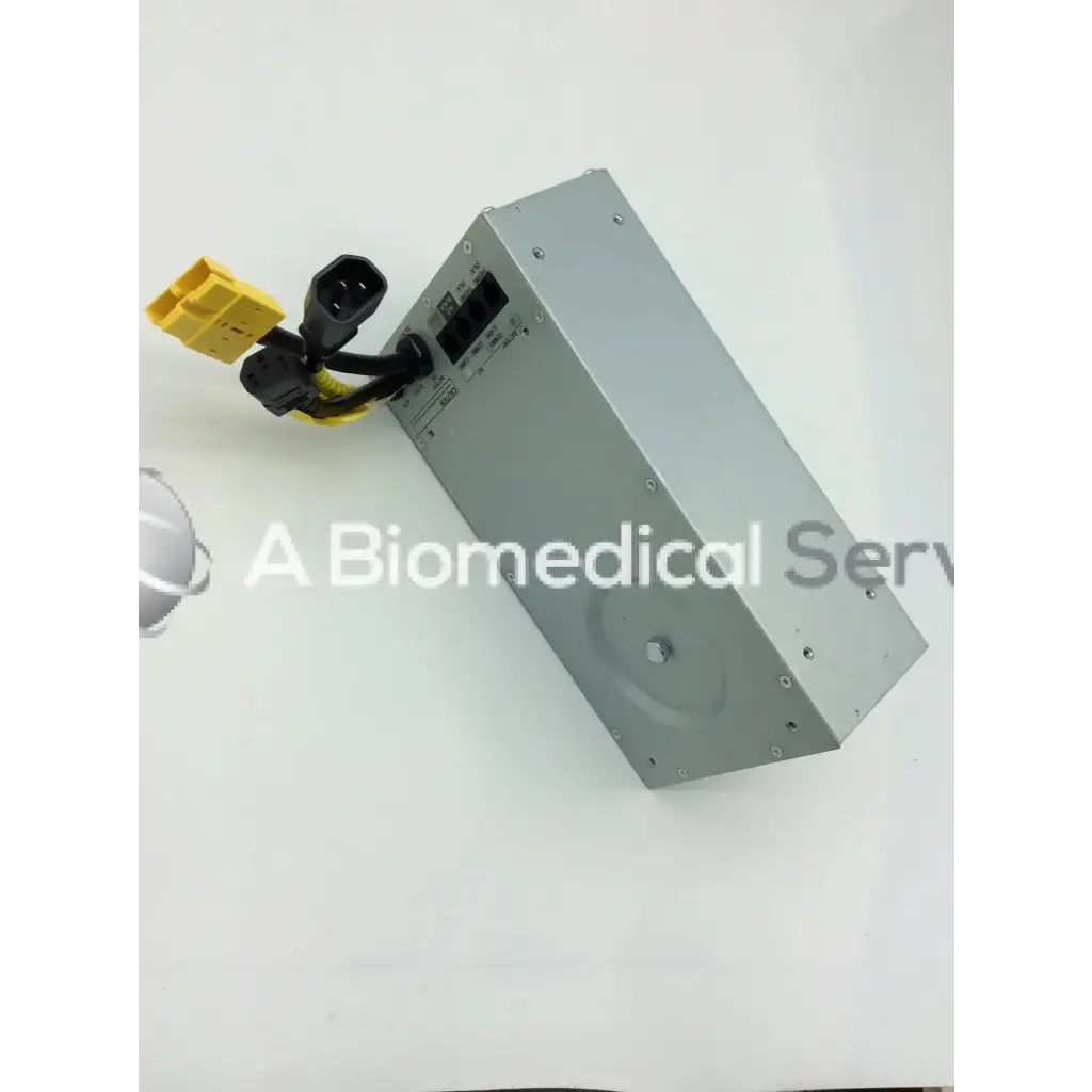 Silver metallic rectangular tripp lite hc150sl medical cart power supply 150w 120v with black and yellow connectors