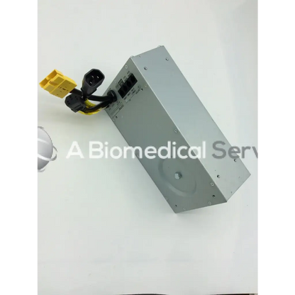 Silver metallic rectangular tripp lite hc150sl medical cart power supply 150w 120v with black and yellow connectors