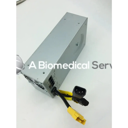 Silver metallic rectangular tripp lite hc150sl medical cart power supply unit with black and yellow cables