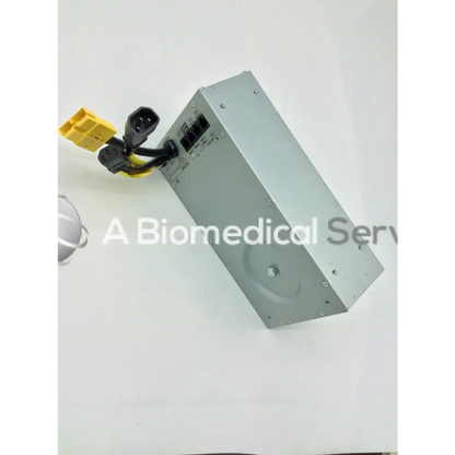Silver metallic rectangular tripp lite hc150sl medical cart power supply with black and yellow electrical connectors