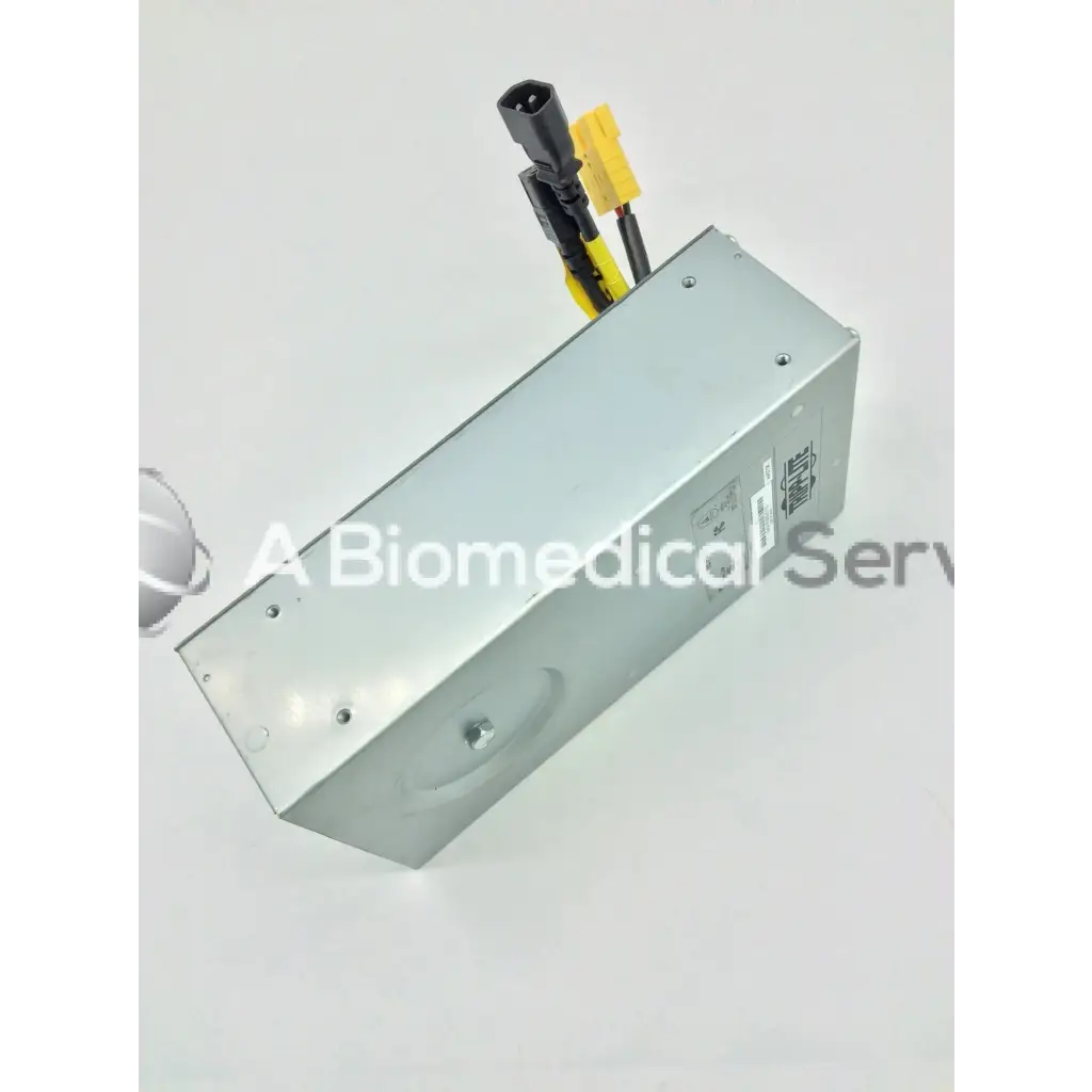 Silver metallic tripp lite hc150sl medical cart power supply 150w 120v with black and yellow cables on one end