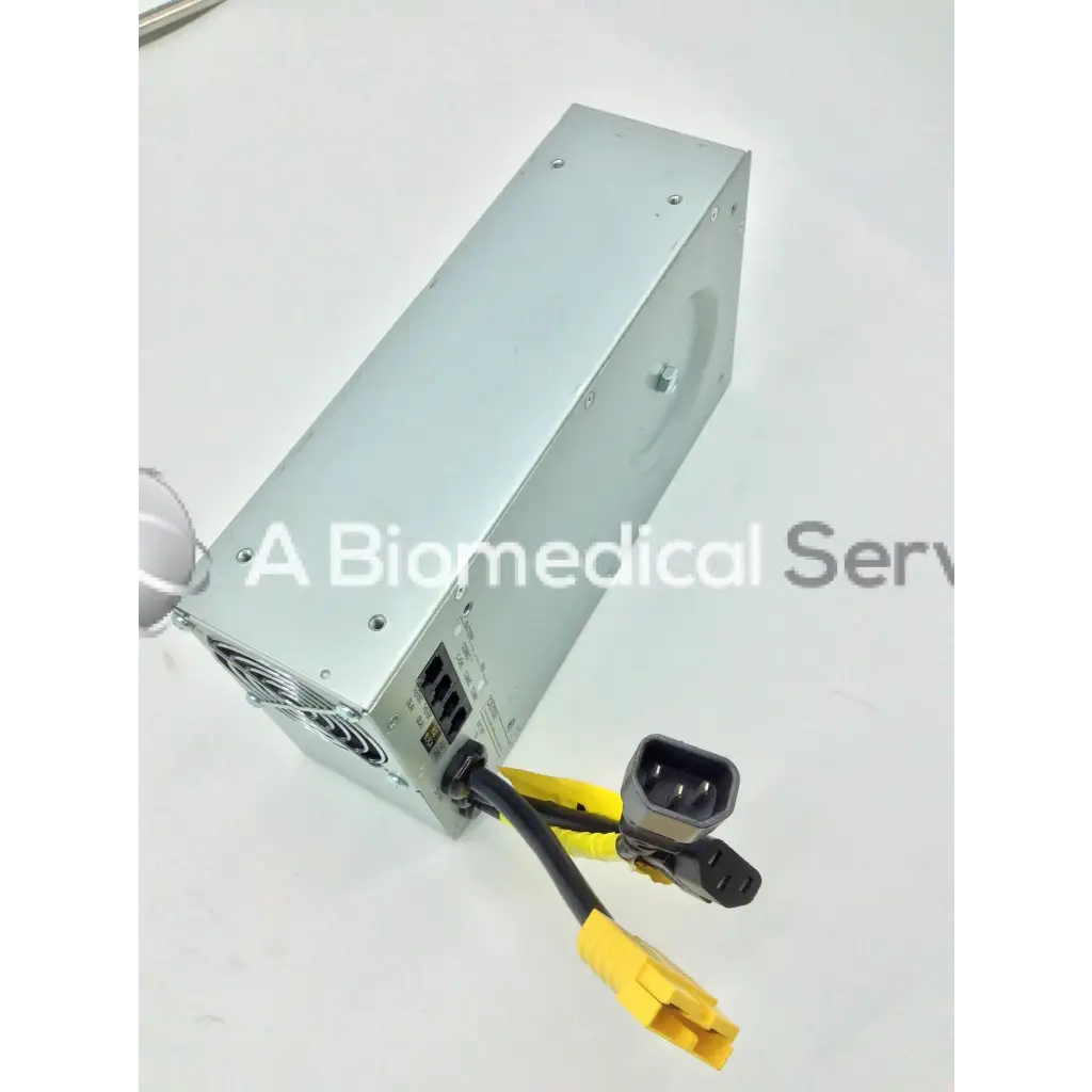 Silver metallic tripp lite hc150sl medical cart power supply 150w 120v with black and yellow cables and connectors