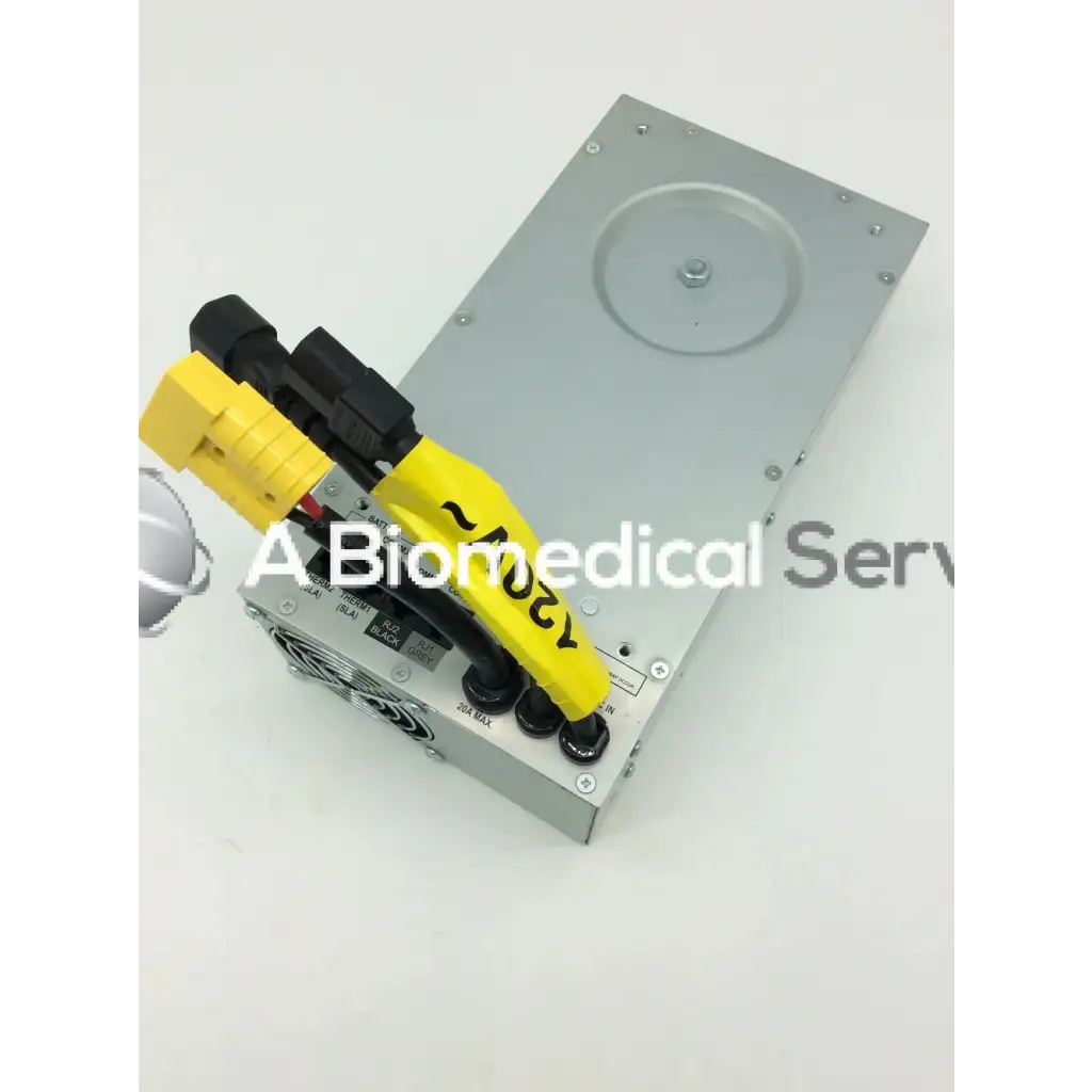 Silver metallic tripp lite hc150sl medical cart power supply unit with yellow and black connectors for 150w 120v use