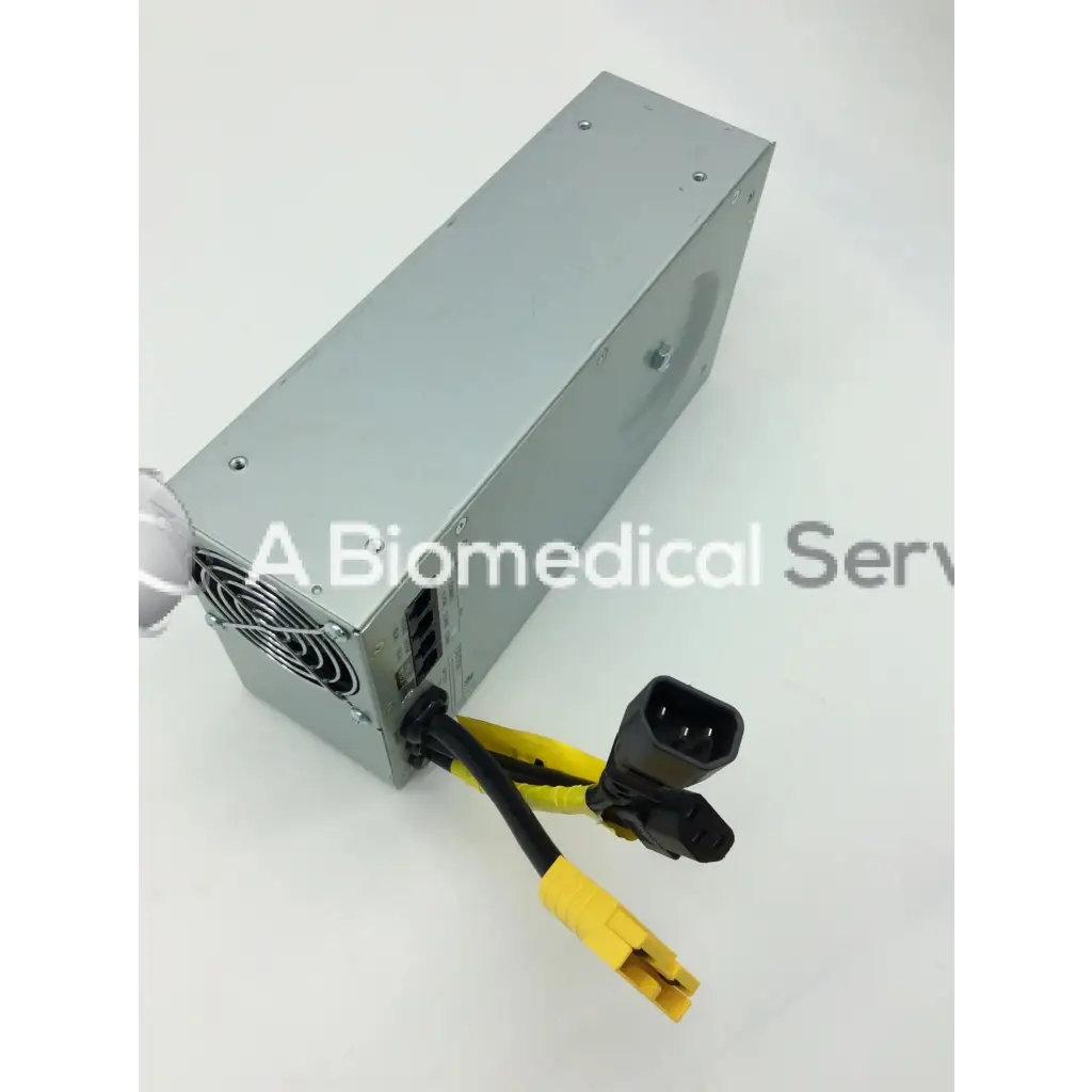 Silver metallic tripp lite hc150sl medical cart power supply 150w 120v with black and yellow cables and connectors