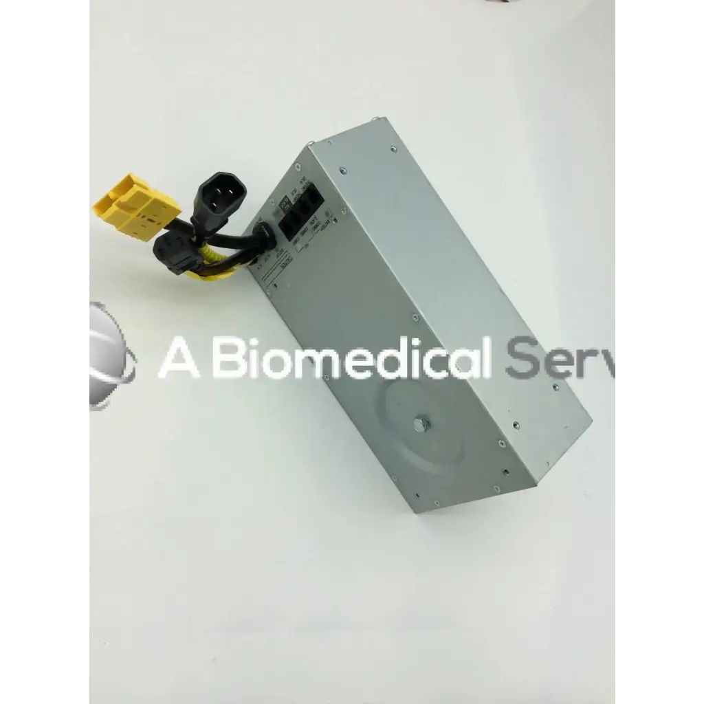 Silver rectangular tripp lite hc150sl medical cart power supply 150w 120v with black and yellow connectors