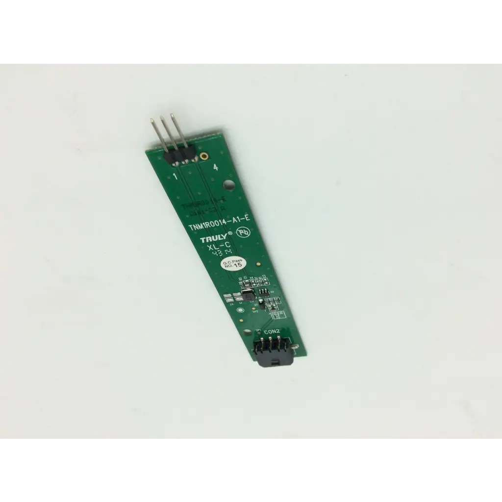 Green rectangular electronic circuit board with printed labels and connectors for truly tnm1r0014-a1-e controller
