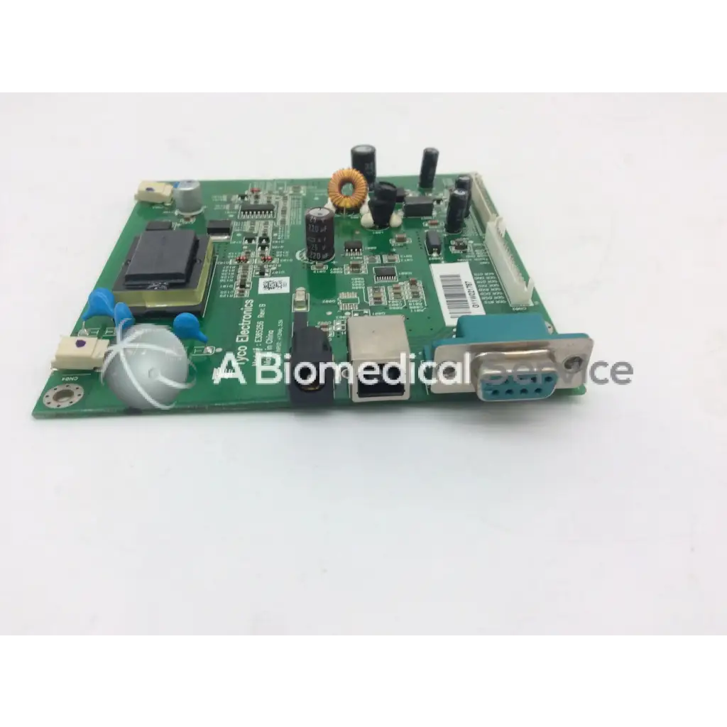 Green circuit board with electronic components and connectors for tyco electronics e385256 rev b use
