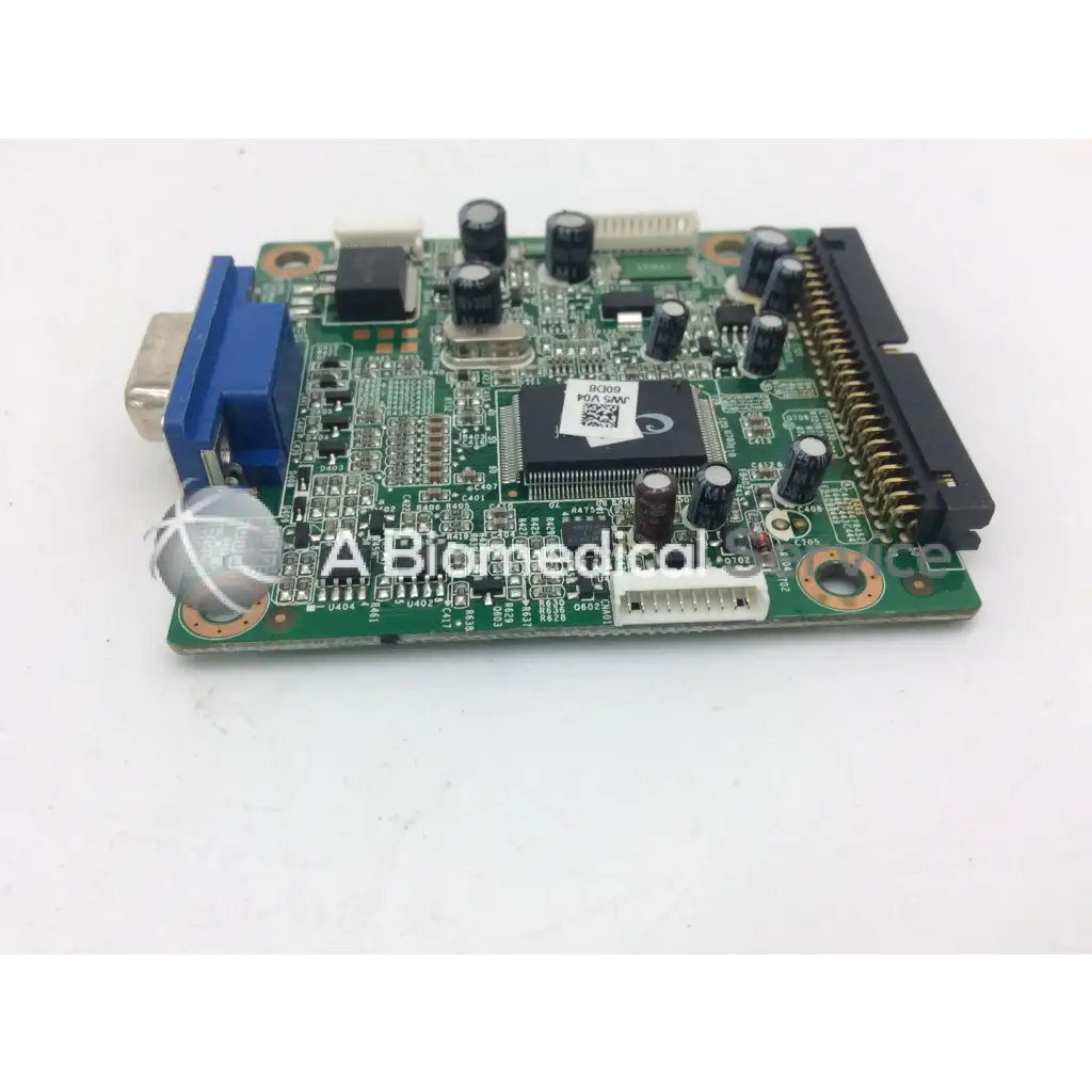 Green circuit board with black components and blue vga connector of tyco electronics e670547 rev lcd ctr board