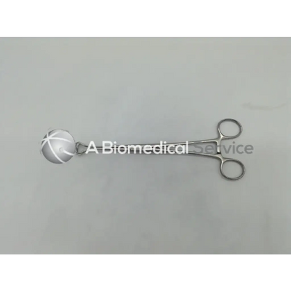 Silver mueller su5001 babcock forceps with spherical textured tip and looped handles for surgical use