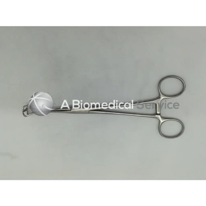 Silver mueller su5001 babcock forceps with spherical textured tip and circular handles for surgical use