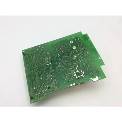 Green rectangular printed circuit board v752606e3 v752606e3 v5631502 with silver soldered components and copper traces
